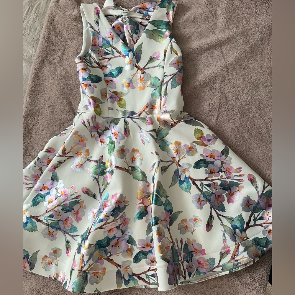 Beautiful Floral Brocade Skirted Fit-And-Flare Dress for Girls